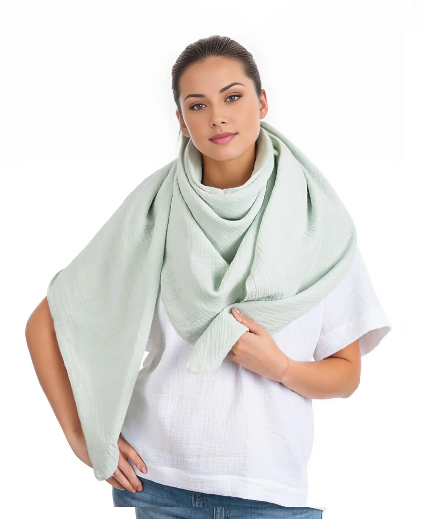 Musselin Tuch Damen Mint Dreieckig