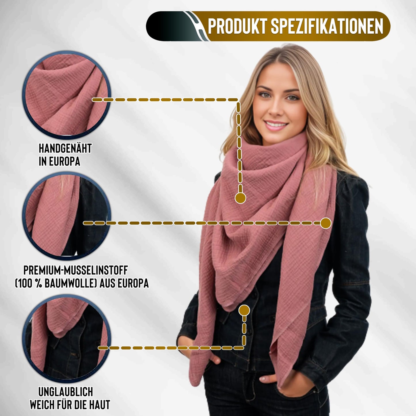 Musselin Tuch Damen Mauve Dreieckig