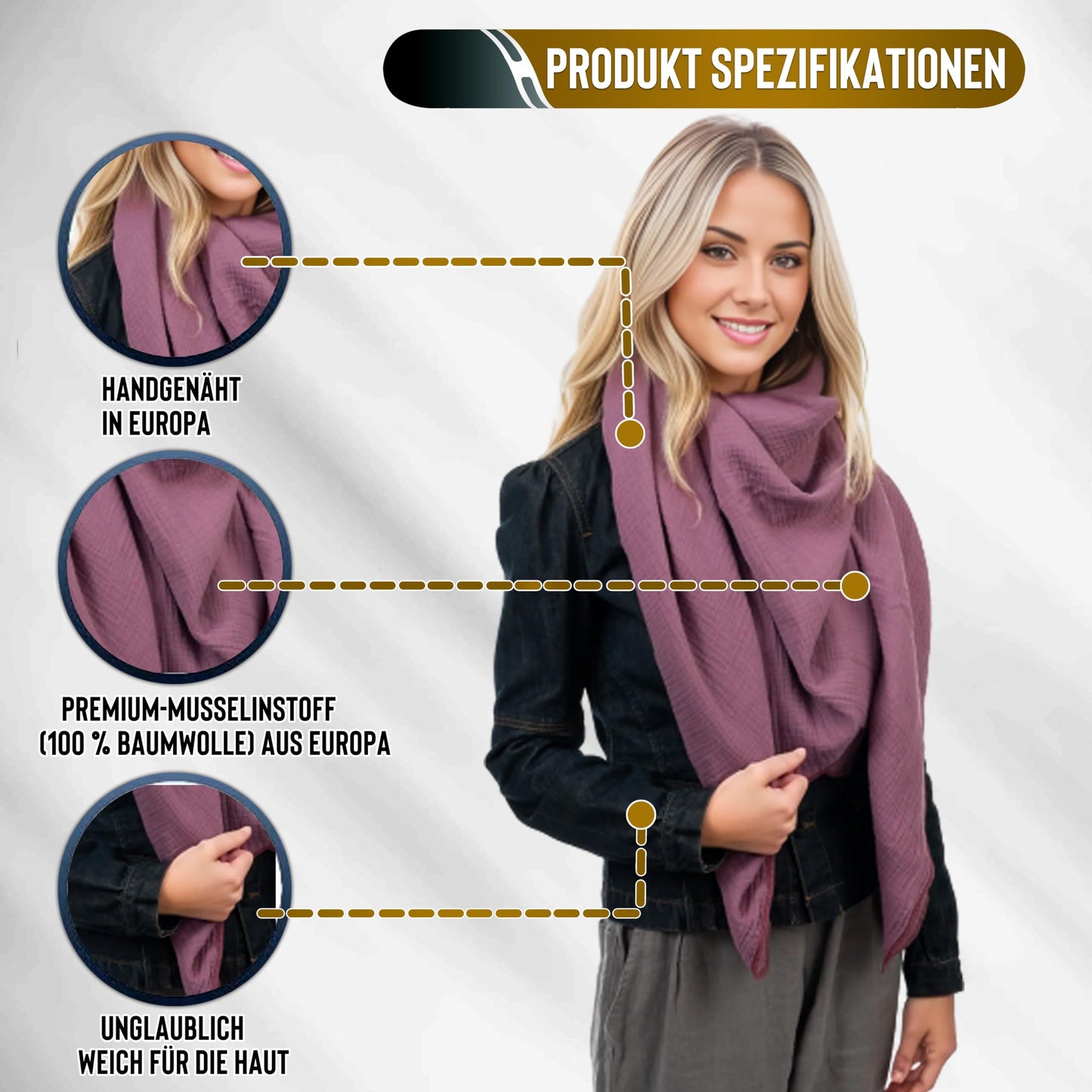 Musselin Tuch Damen Purple Dreieckig