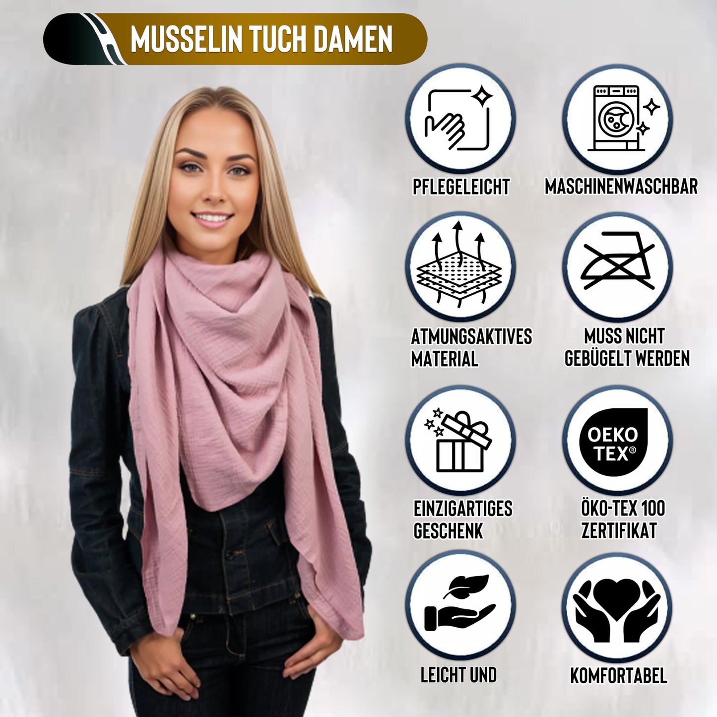 Musselin Tuch Damen Lila Dreieckig