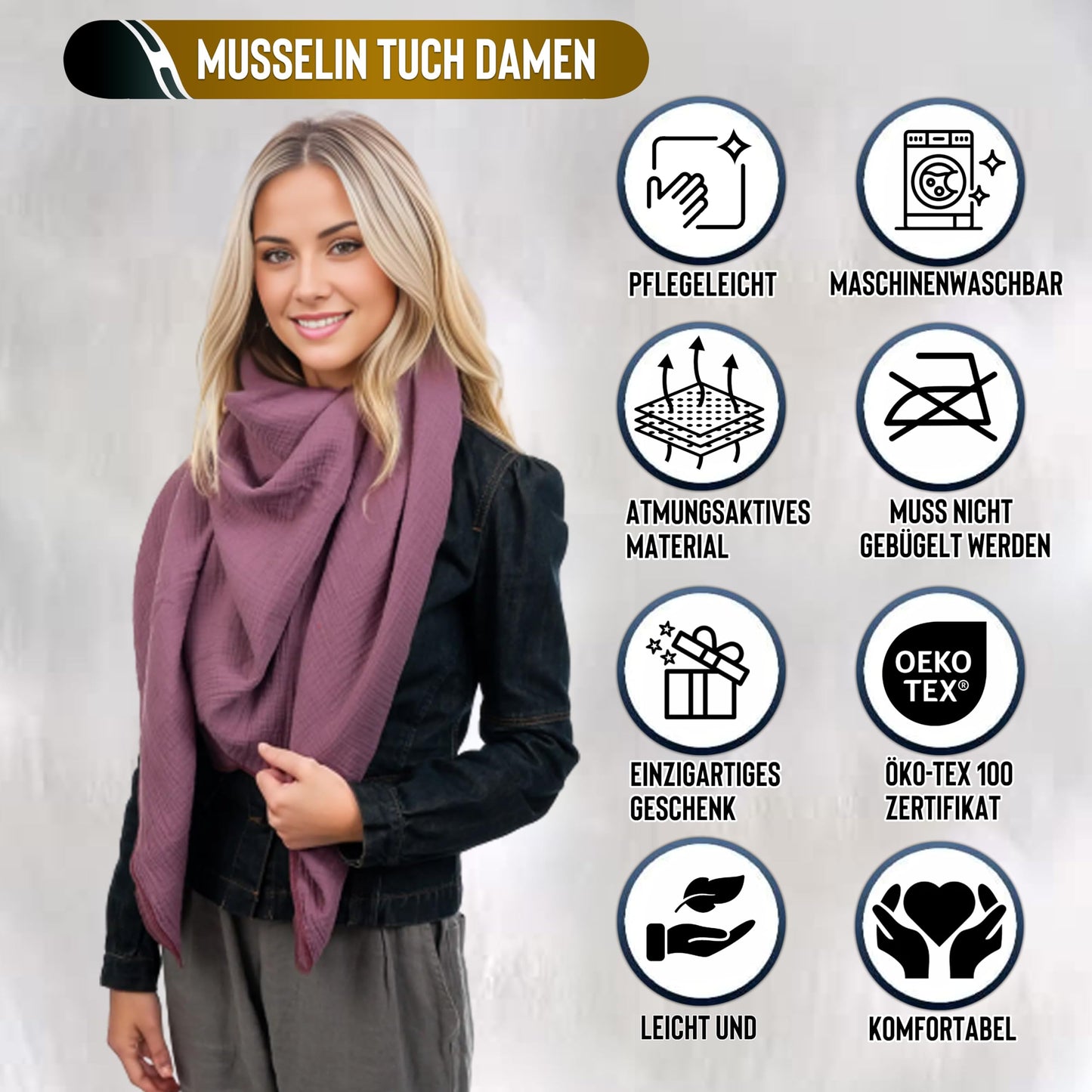 Musselin Tuch Damen Purple Dreieckig