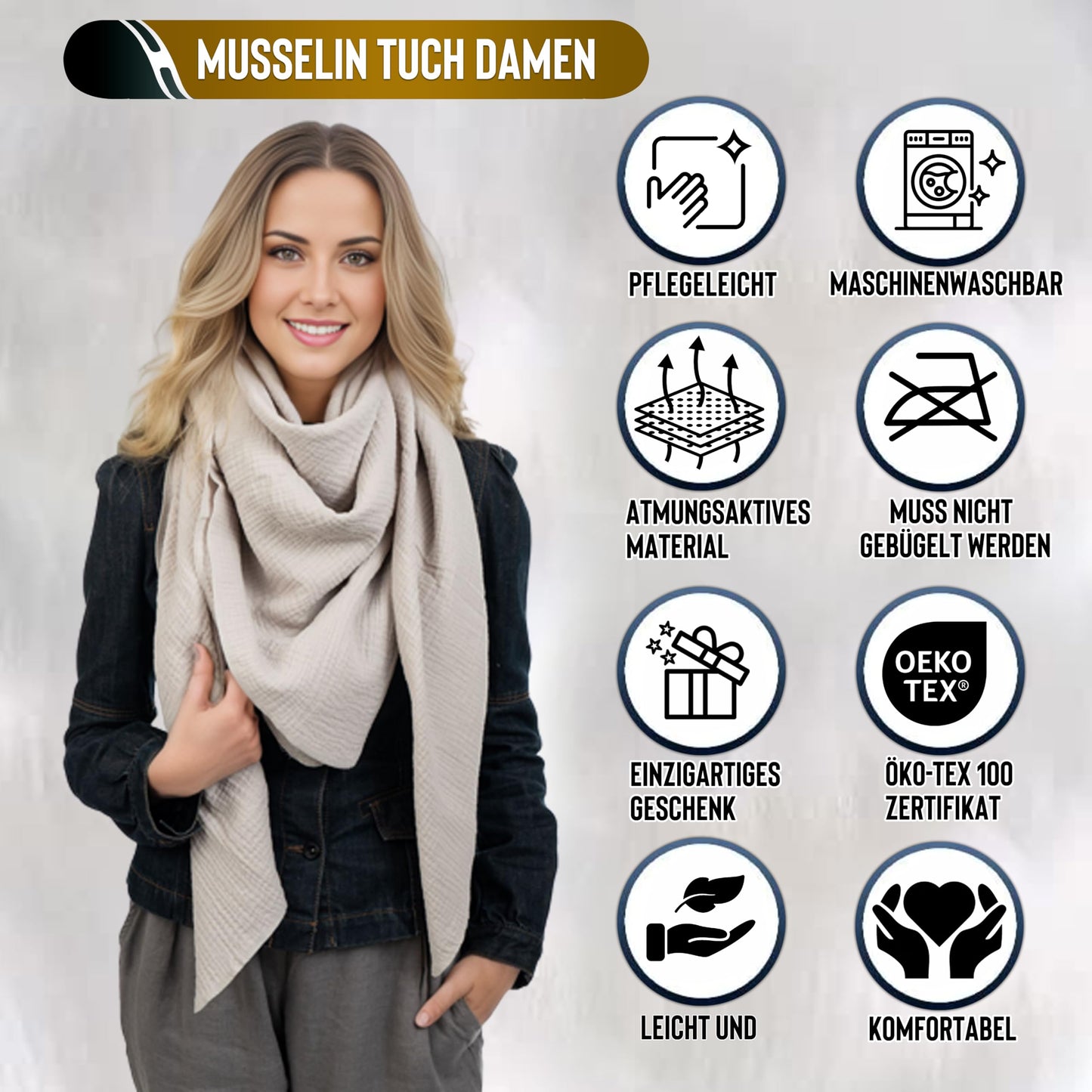 Musselin Tuch Damen Hellersand Dreieckig