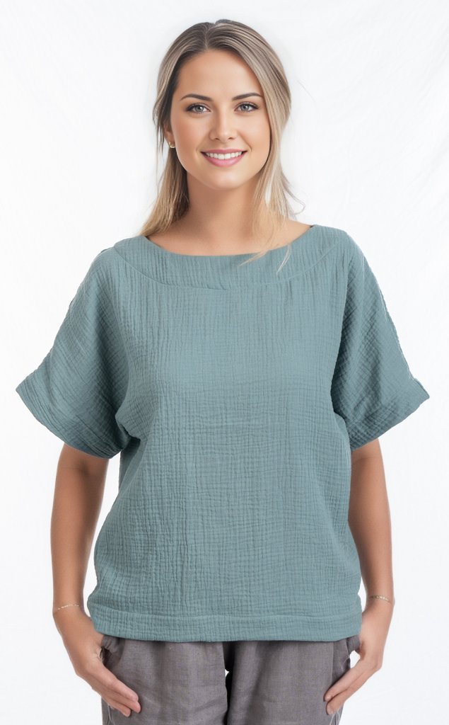 Scandi Linen Musselin Bluse Damen