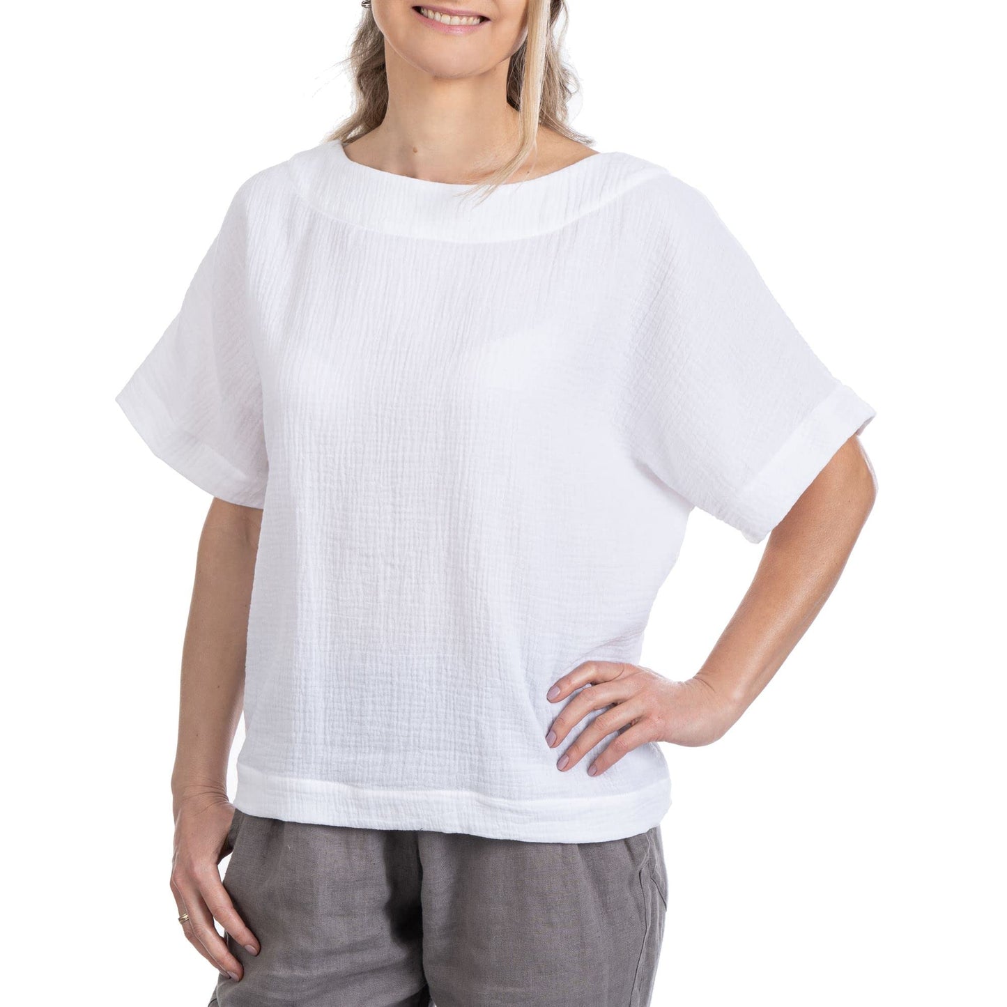 Scandi Linen Musselin Bluse Damen