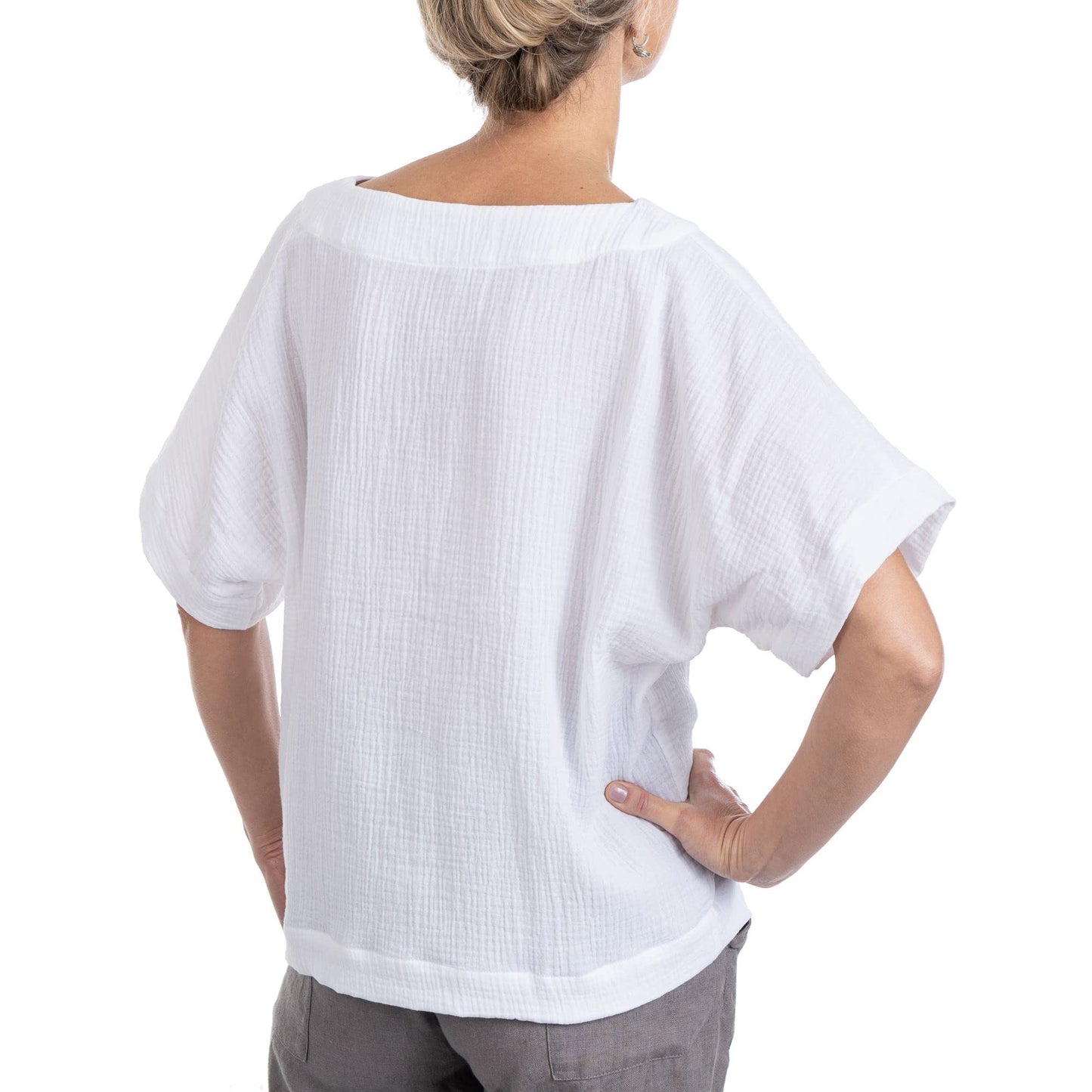 Scandi Linen Musselin Bluse Damen