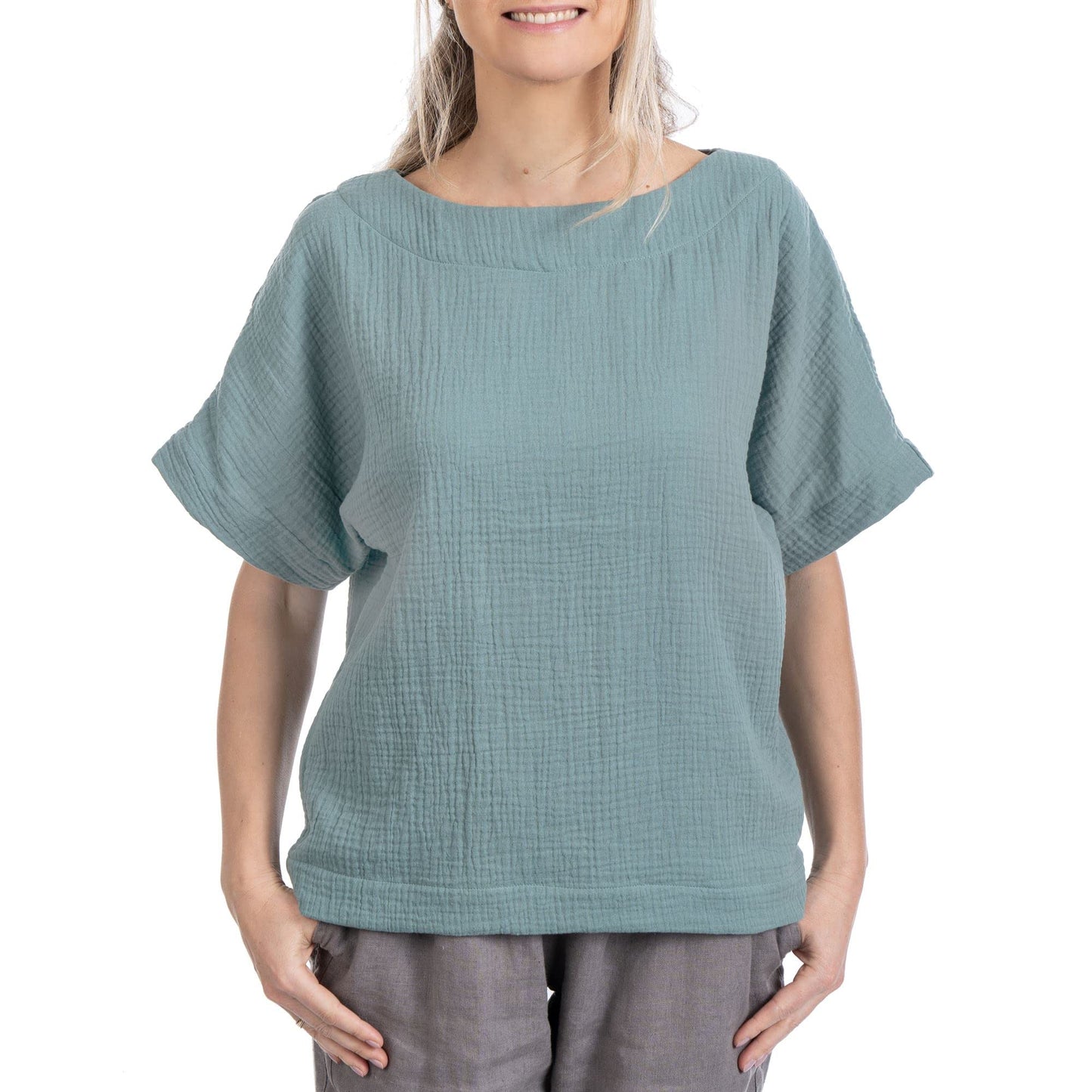 Scandi Linen Musselin Bluse Damen